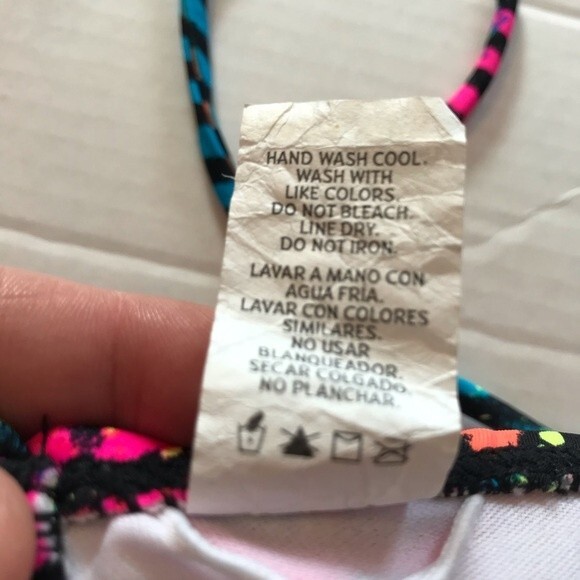 OP Size 3-5 Pink Blue Animal Print Triangle Bikini Lined Adjustable Tie - Picture 7 of 8